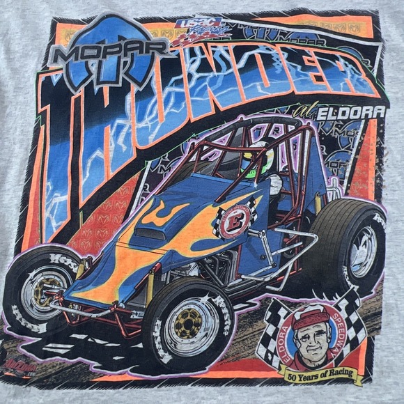 VTG Y2K Mopar Thunder At Eldora 2004 T-Shirt Men's XL USAC Racing Cotton Blend - Picture 1 of 9